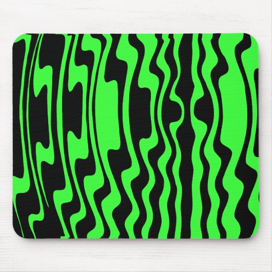 Wavey Stripey - Schwarz und Grün II Mousepad (Vorne)