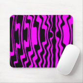 Wavey Stripey - Schwarz und Magenta Mousepad (Mit Mouse)