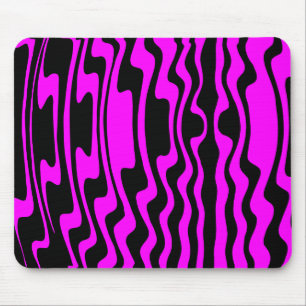 Wavey Stripey - Schwarz und Magenta Mousepad