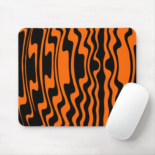 Wavey Stripey - Schwarz und Orange Mousepad (Mit Mouse)