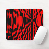 Wavey Stripey - Schwarz und Rot Mousepad (Mit Mouse)