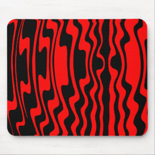 Wavey Stripey - Schwarz und Rot Mousepad