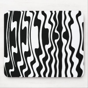 Wavey Stripey - Schwarzweiß Mousepad