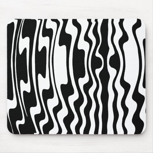 Wavey Stripey - Schwarzweiß Mousepad (Vorne)