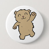 Waving Adorable Lächelbär Button (Vorderseite)