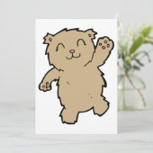 Waving Adorable Lächelbär Einladung (Stehend Vorderseite)