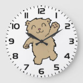 Waving Adorable Lächelbär Große Wanduhr (Vorderseite)