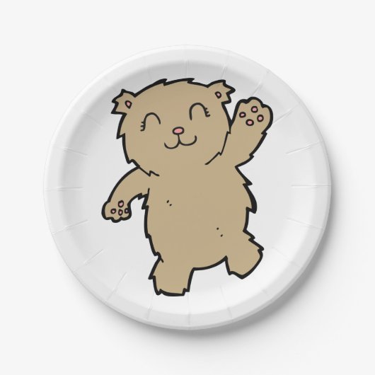 Waving Adorable Lächelbär Pappteller (Vorderseite)