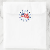 WAVING AMERICAN FLAG RUNDER AUFKLEBER (Tasche)