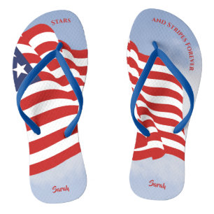 Waving American Flag Stars Streifen für immer Graf Badesandalen