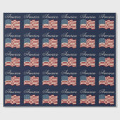 Waving American Flag Wrapping Paper Geschenkpapier (Flach)