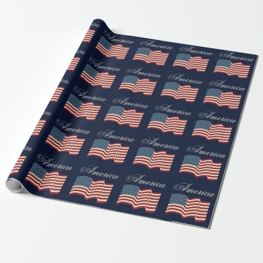 Waving American Flag Wrapping Paper Geschenkpapier (Ungerollt)