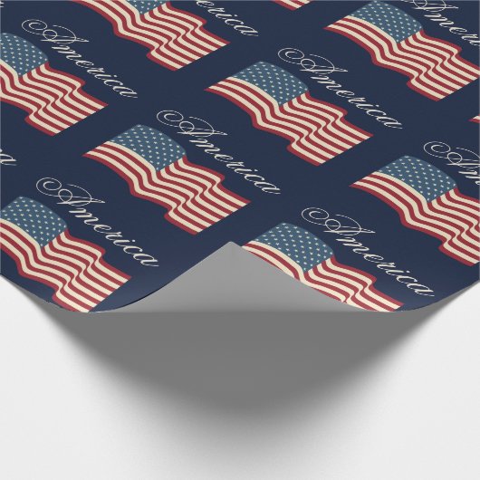 Waving American Flag Wrapping Paper Geschenkpapier (Ecke)