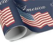 Waving American Flag Wrapping Paper Geschenkpapier (Rolleneckpunkt)
