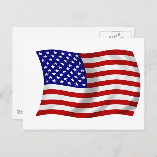 Waving American USA FLAG Postkarte (Vorne/Hinten)