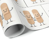 Waving Bandage Stick Figure Couple Geschenkpapier (Rolleneckpunkt)