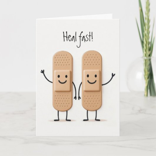 Waving Bandage Stick Figure Couple Get Well Karte (Vorderseite)