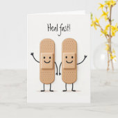 Waving Bandage Stick Figure Couple Get Well Karte (Gelbe Blume)