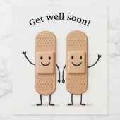 Waving Bandage Stick Figure Couple Get Well Weinetikett (Einzelnes Label)