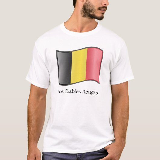 Waving belgische Flag Les Diables Rouges T - Shirt (Vorderseite)