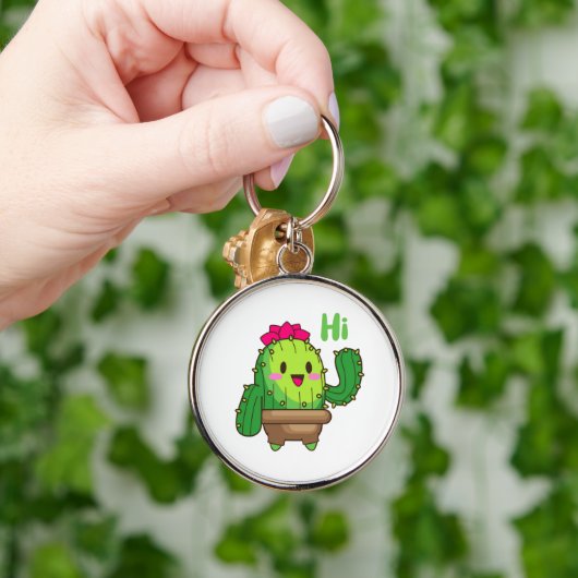 Waving Cactus Keychain – Happy Green Buddy Schlüsselanhänger (Hand)