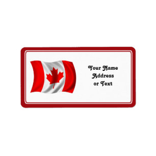 Waving Canadian Flag Adressaufkleber