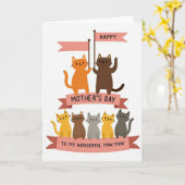 Waving Cat Muttertagskarte Karte (Gelbe Blume)