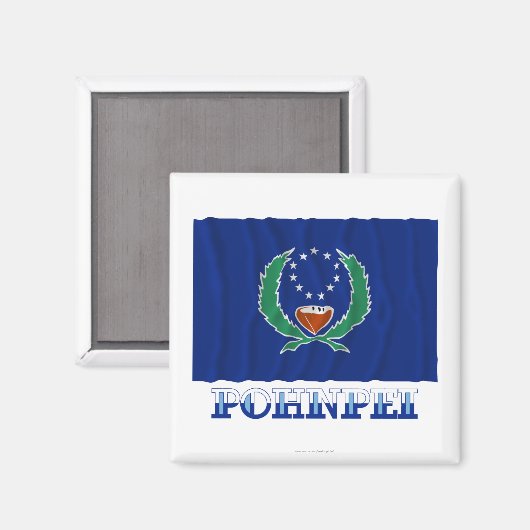 Waving Fahne Pohnpei, mit Namen Magnet (Vorderseite/Rückseite)