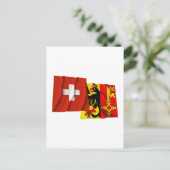 Waving Fahnen Schweiz & Genf Postkarte (Stehend Vorderseite)