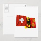 Waving Fahnen Schweiz & Genf Postkarte (Vorne/Hinten)
