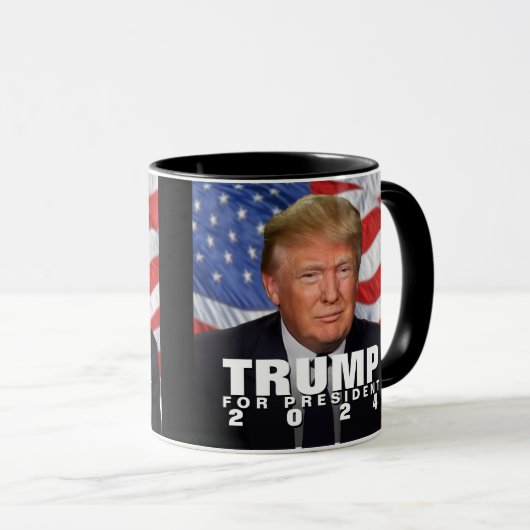 Waving Flag Donald Trump für Präsident 2024 Tasse (VorderseiteRechts)