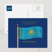 Waving Flag of Kazakhstan Postkarte (Vorne/Hinten)