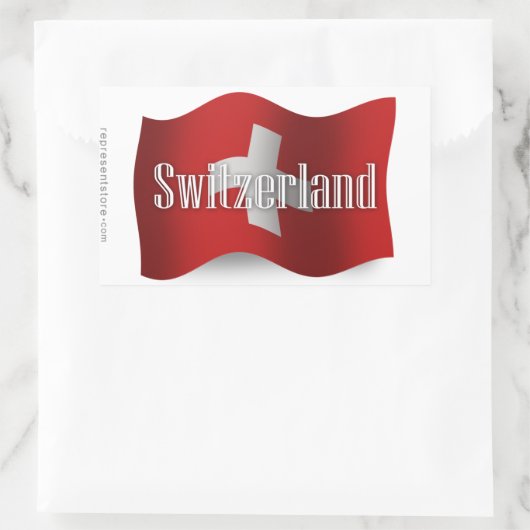 Waving Flag Schweiz Rechteckiger Aufkleber (Tasche)