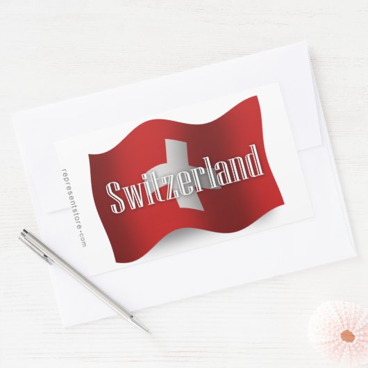 Waving Flag Schweiz Rechteckiger Aufkleber (Umschlag)