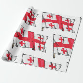 Waving Georgia Flag Red and White Five Crosses Geschenkpapier (Ungerollt)