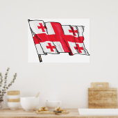 Waving Georgia Flag Red and White Five Crosses Poster (Küche)