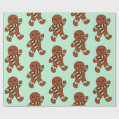 Waving Gingerbrot Cookies Wrapping Paper Geschenkpapier (Flach)