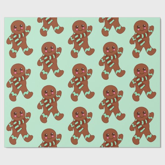 Waving Gingerbrot Cookies Wrapping Paper Geschenkpapier (Flach)