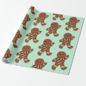 Waving Gingerbrot Cookies Wrapping Paper Geschenkpapier (Ungerollt)