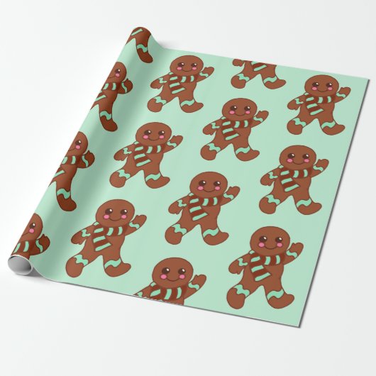 Waving Gingerbrot Cookies Wrapping Paper Geschenkpapier (Ungerollt)