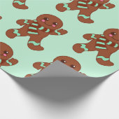 Waving Gingerbrot Cookies Wrapping Paper Geschenkpapier (Ecke)