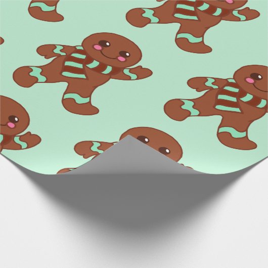 Waving Gingerbrot Cookies Wrapping Paper Geschenkpapier (Ecke)