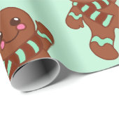 Waving Gingerbrot Cookies Wrapping Paper Geschenkpapier (Rolleneckpunkt)