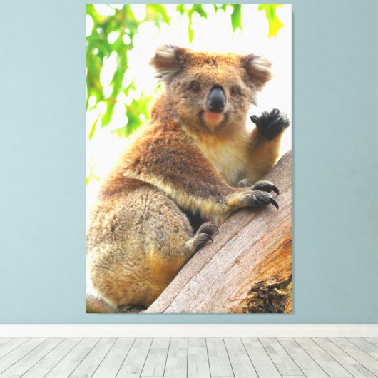 WAVING KOALA 32x48 Leinwanddruck (Insitu (Holzboden))