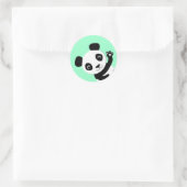 Waving Panda Runder Aufkleber (Tasche)