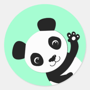 Waving Panda Runder Aufkleber