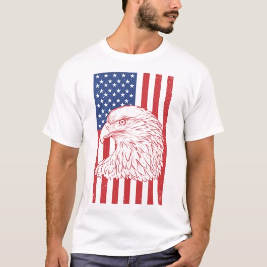 Waving Patriotic American Flag Design T-Shirt (Vorderseite)