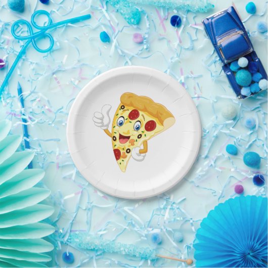 Waving Pizza Plate Pappteller (Party)