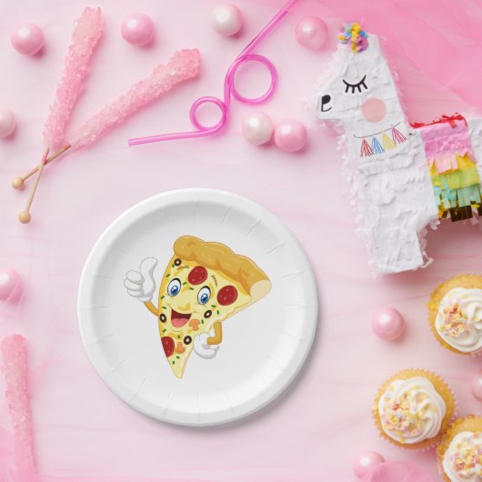 Waving Pizza Plate Pappteller (Party)