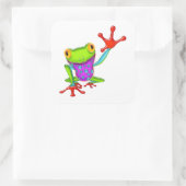 Waving Poison Dart Frog Quadratischer Aufkleber (Tasche)